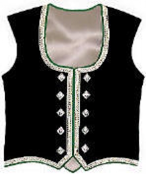 GPC-1056/w.           Ladies dancers braided vests silver or golden braided, matching diamond shape buttons.
