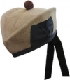 Highland Glengarry,  Khaki  with  pom pom, any Size.