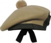 Highland Balmoral,  Khaki color,  black pom pom, any Size.