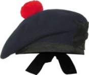 GPC-1074/b. Highland Balmorals Plain, NAVY BLUE color, with red or black pom pom,  any size.