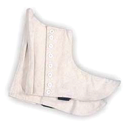 GPC-1087. Spats, White canvas, with Velcro Fastening Scottish Type. White or Black Buttons Sizes 7,8, 9, 10,11,12.