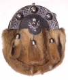 Rabbit Skin, nickel plated brass cantle with Celtic design, Chain sporran belt included.