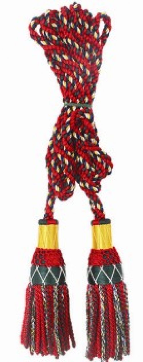 Bagpipe Drone Cords, 100% silky hand made, Royal Stewart Tartan pattern.